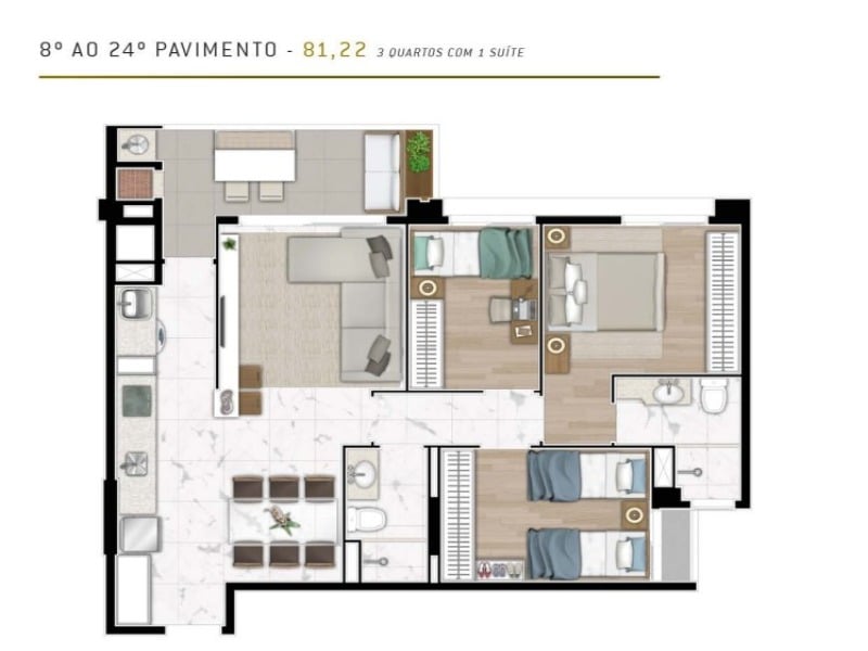 Foto do Apartamento com 3 quartos no Cristo Rei, Curitiba - foto 4