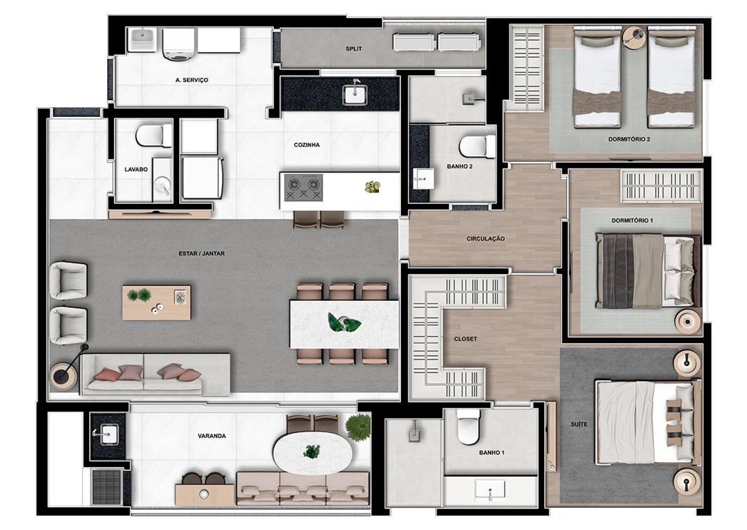 Foto do Apartamento com 3 quartos no Mossunguê, Curitiba - foto 3