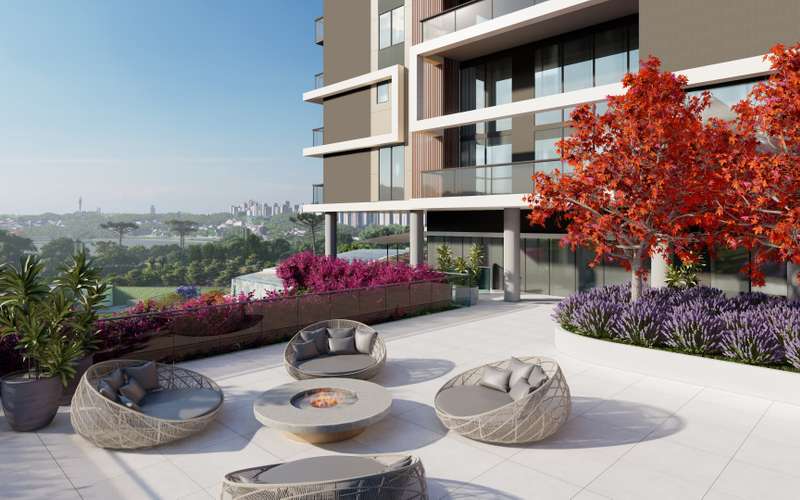 Lounge externo — render do Reserva Barigui