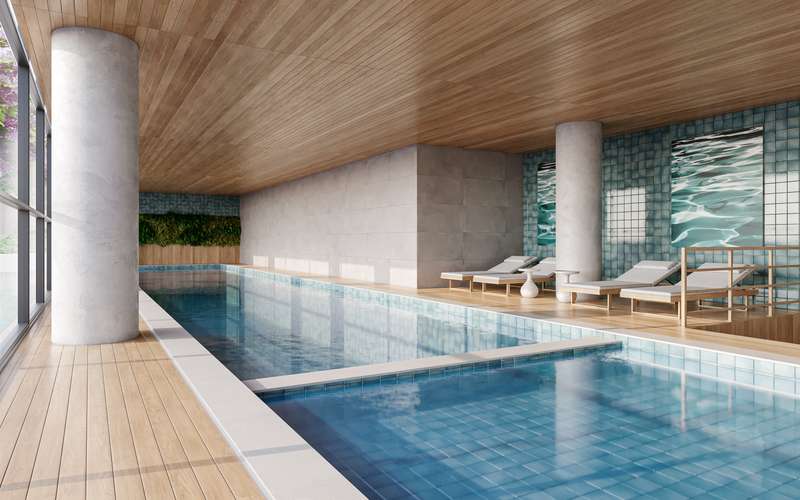 Piscina interna aquecida — render do Reserva Barigui