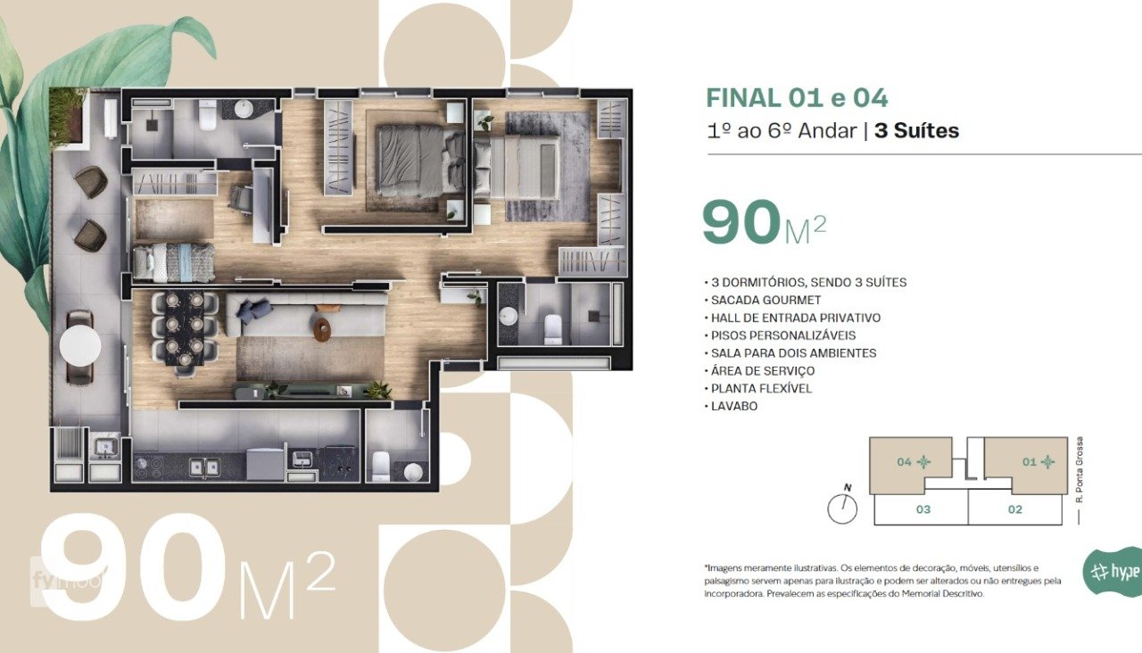 Foto do Apartamento com 3 quartos no Portão, Curitiba - foto 4