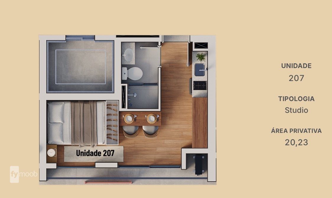 Foto do Studio com 1 quartos no Água Verde, Curitiba - foto 5
