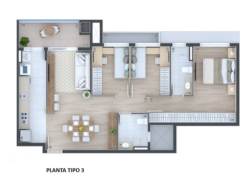 Foto do Apartamento com 3 quartos no Água Verde, Curitiba - foto 3